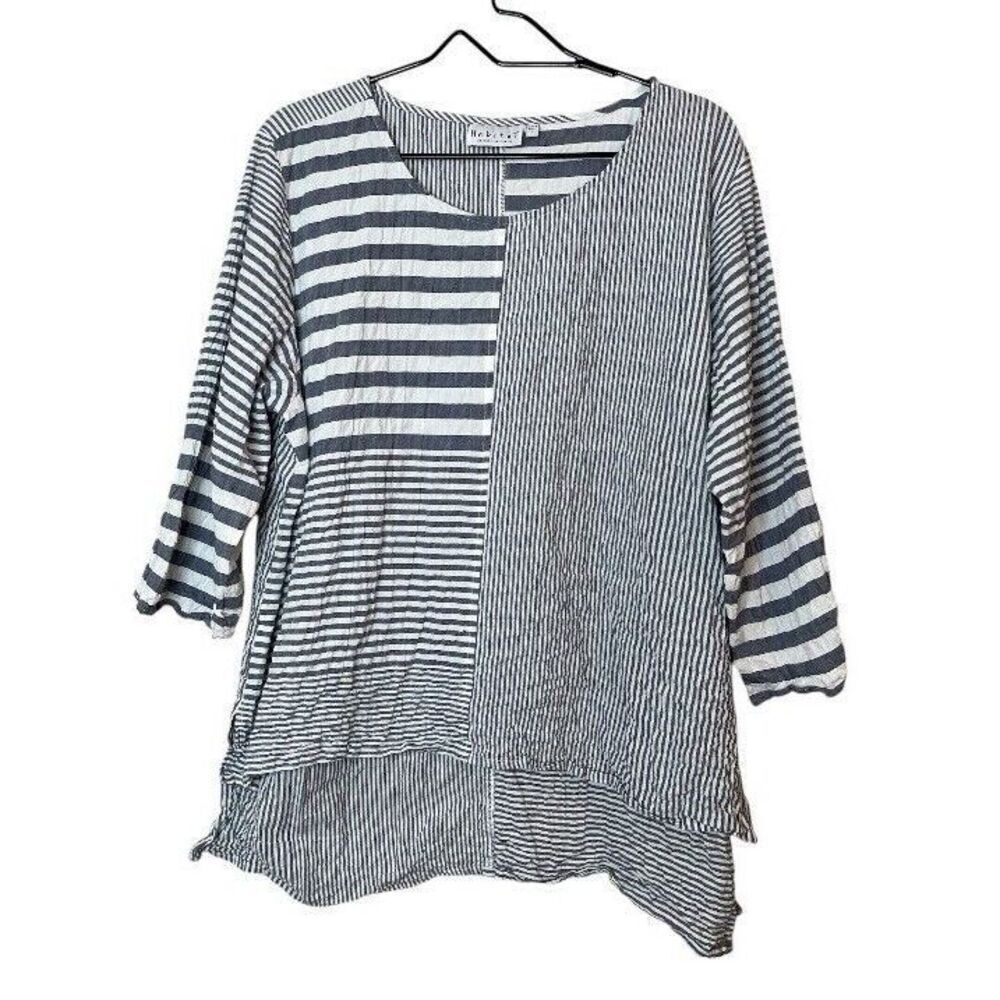 Habitat Clothes to Live In Womens Large Cotton Blend 3/4 Sleeve Lagenlook Tunic